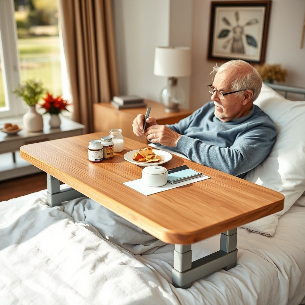 overbed table in action