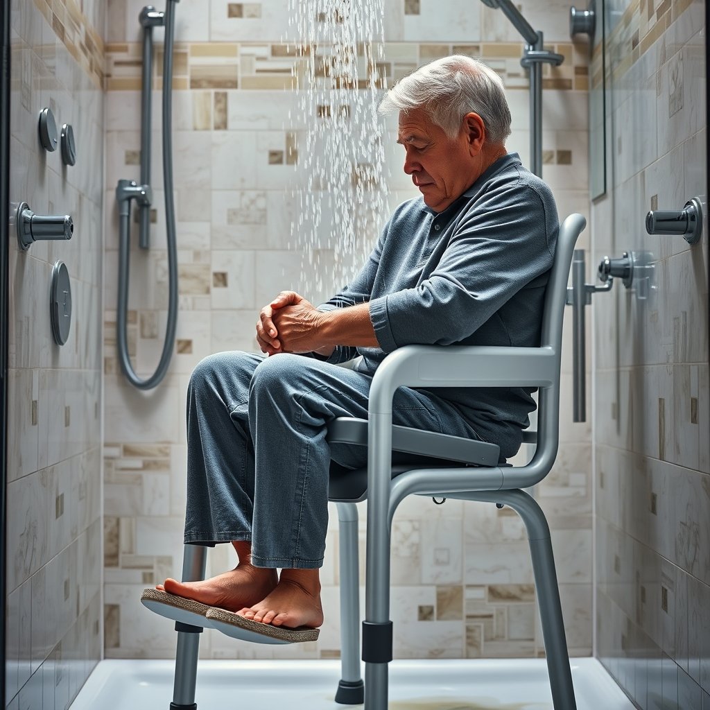 shower chair in action