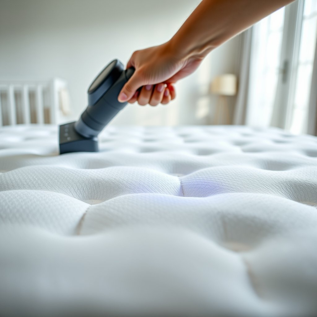 mattress vacuum in action