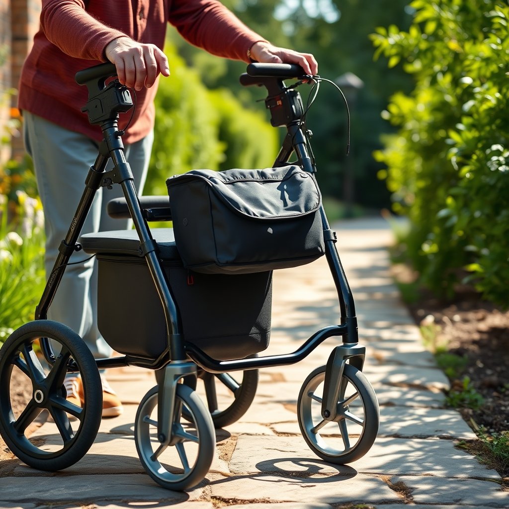 rollator walker in action
