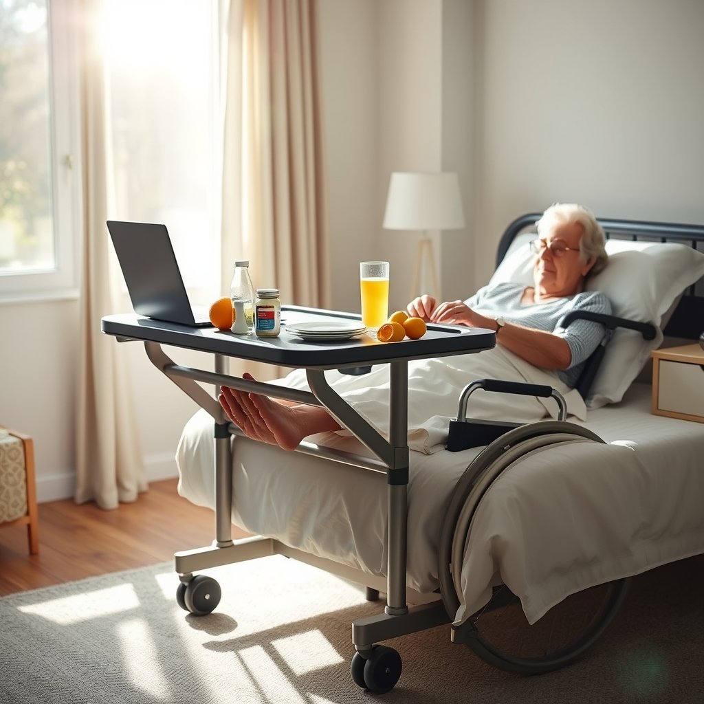 overbed table in action