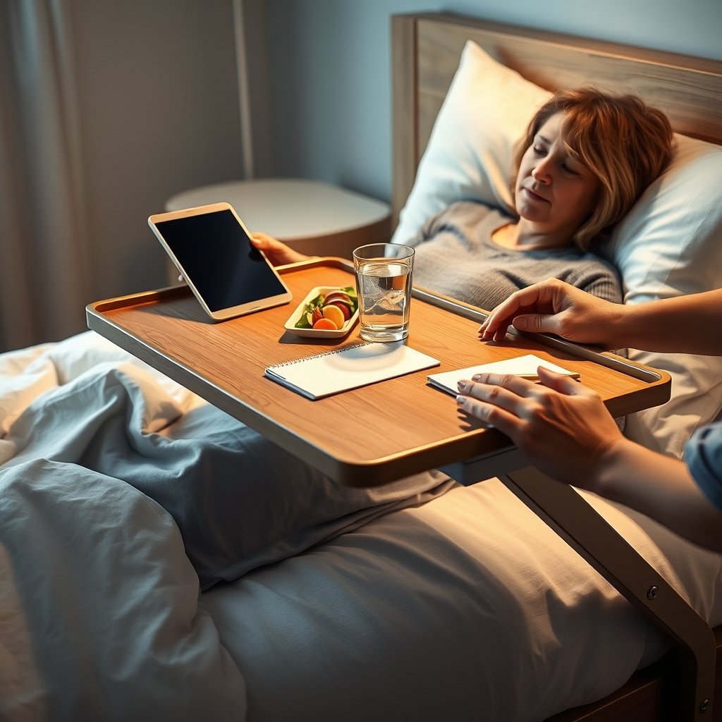 overbed table in action