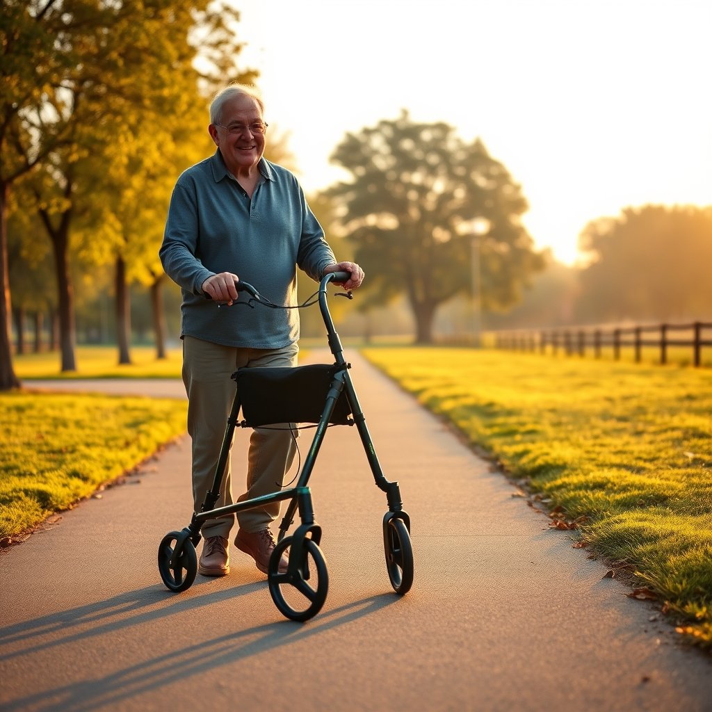 folding walker in action