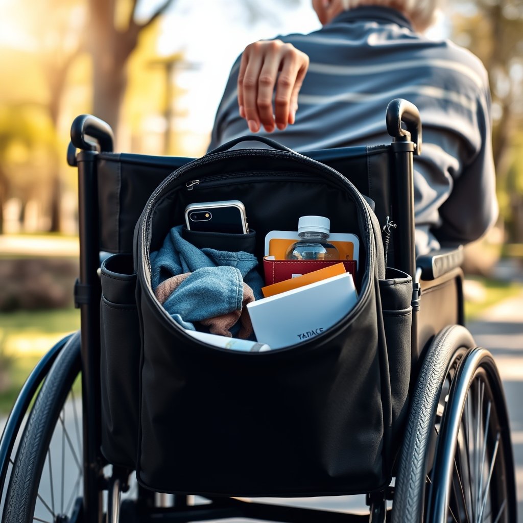 wheelchair bag in action