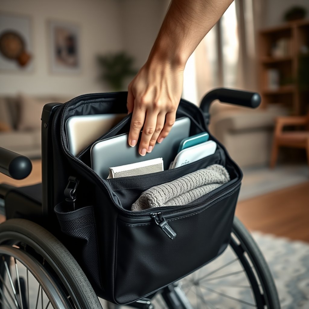 wheelchair bag in action