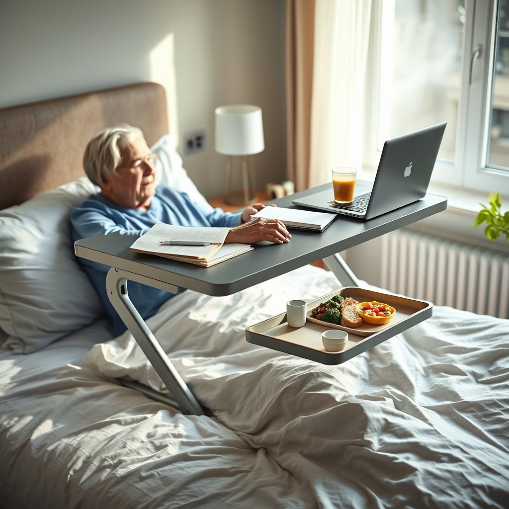 overbed table in action