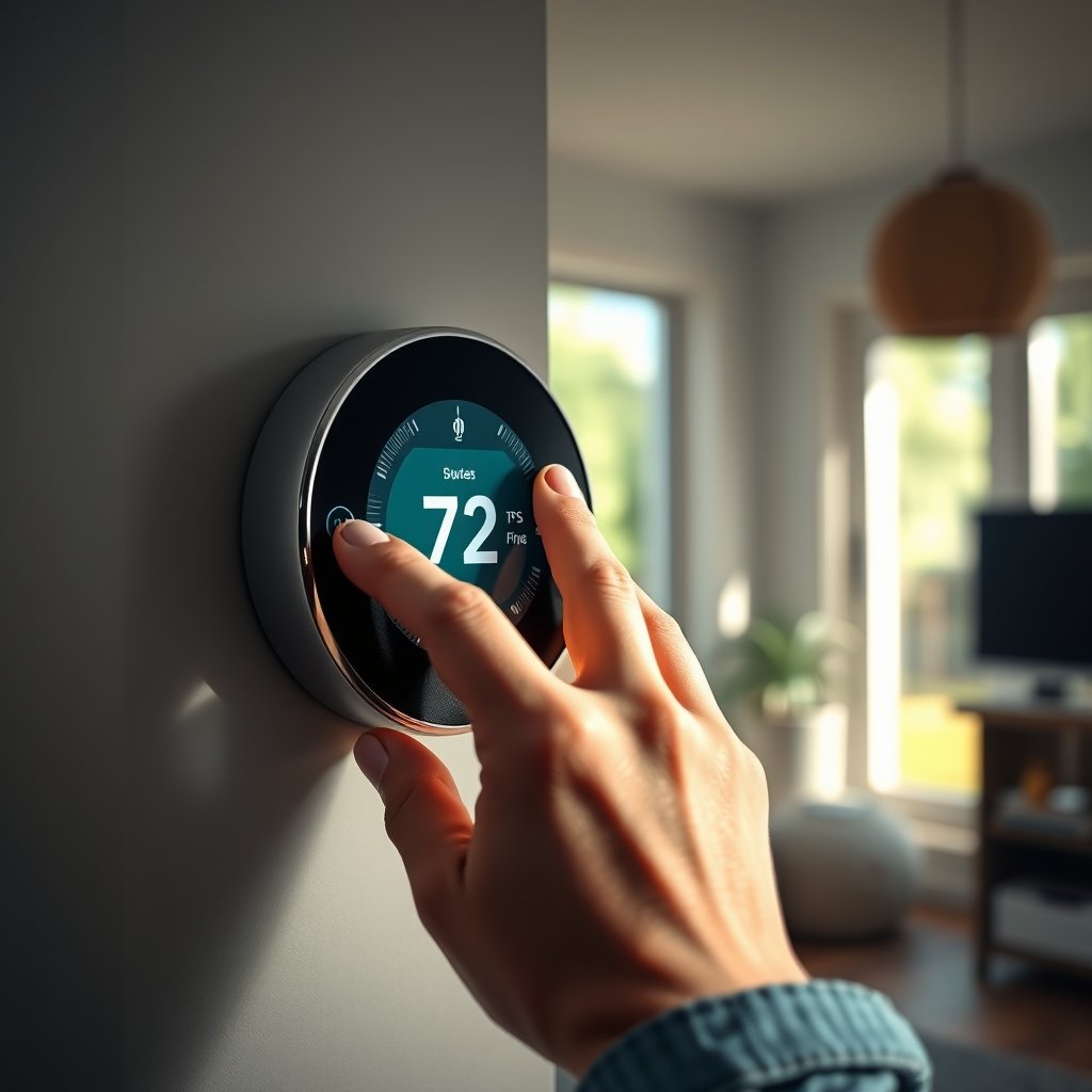 smart thermostat in action