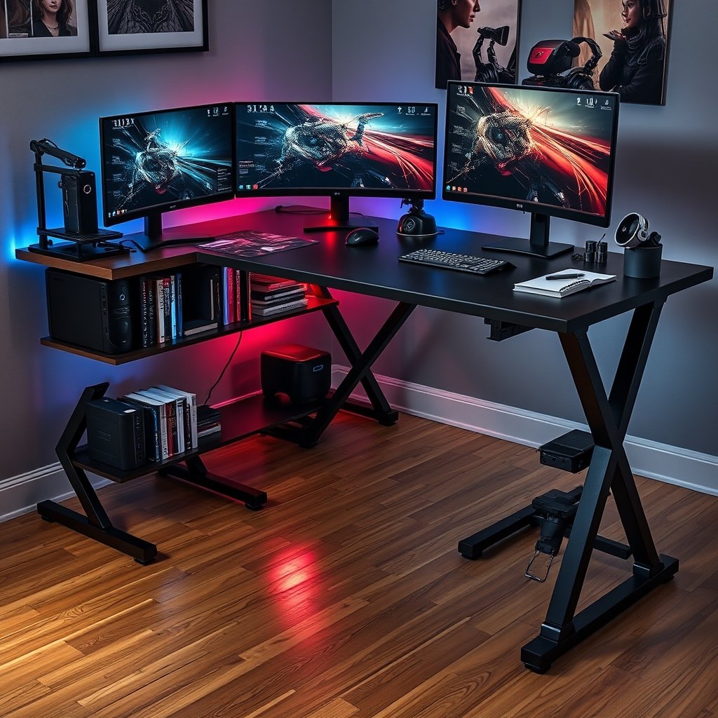 l shaped desk in action